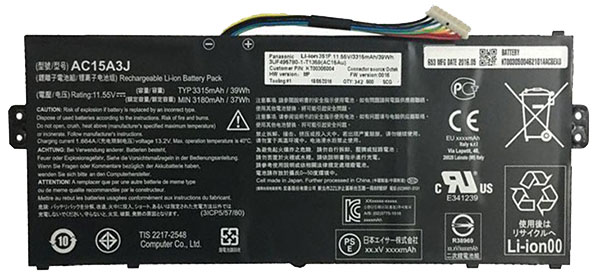 Recambio de Batería para ordenador portátil  acer Chromebook-C738T
