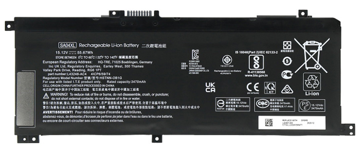 Recambio de Batería para ordenador portátil  HP TPN-W143