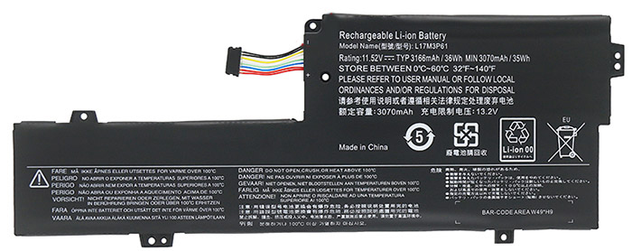 Recambio de Batería para ordenador portátil  lenovo L17C3P61