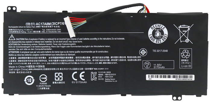Recambio de Batería para ordenador portátil  Acer TMX3410-MG